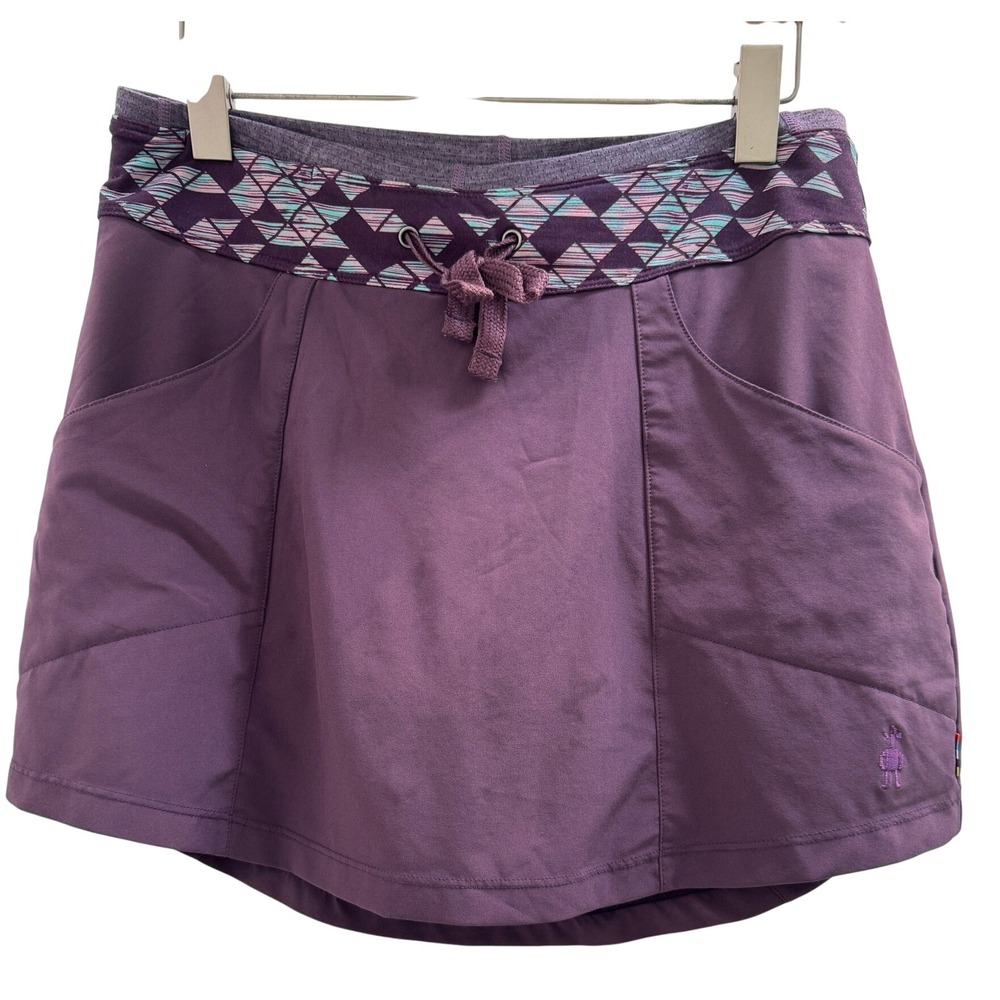 Smartwool Skort Women Size S Purple Activewear Merino Wool Blend Geometric Trim